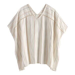 World Market Ivory Textured Stripe O'Keefe Tunic Top Poncho One Size